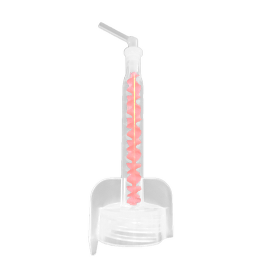 Mojo Replacement Tip for Mojo Syringes. Screws on to the end of a partially-used syringe to help eliminate wasted VPS impression material.