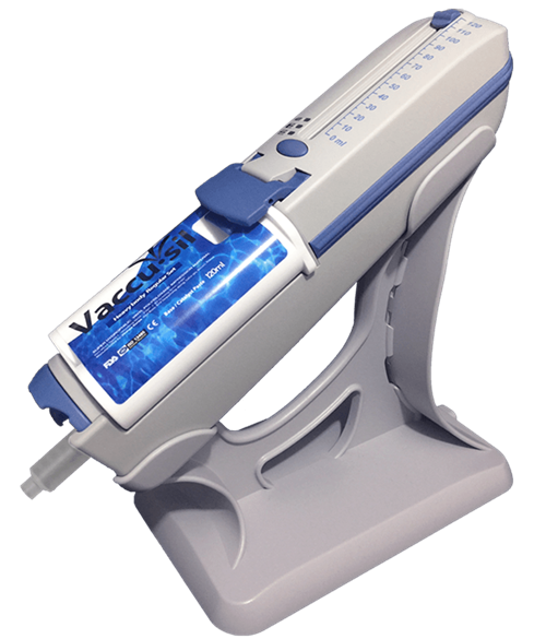 Vacu-Mixer handheld VPS impression material automixer loaded with a 120ml cartridge of Vaccu-sil impression material.