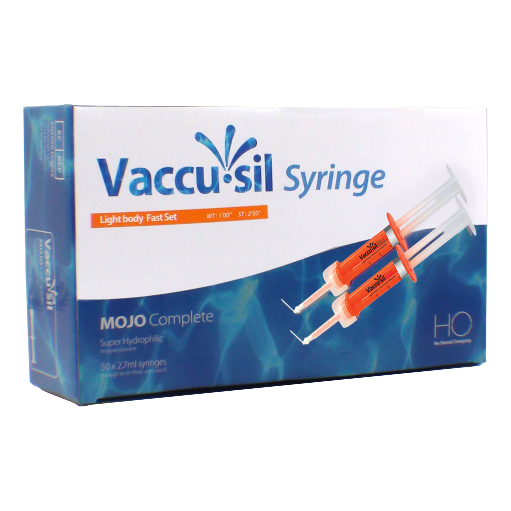 The Mojo Pre-filled VPS Impression Material Syringe - Light Body Fast Set - box of 50.