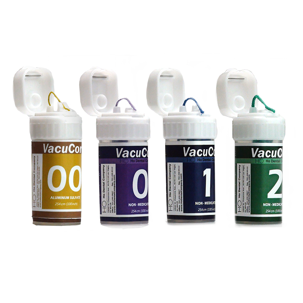 Kit of four Ho Dental VacuCord Non-Medicated Gingival Retraction Cords. Sizes 00,0,1 and 2.